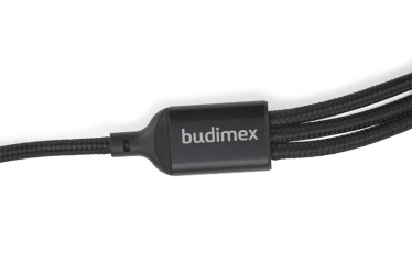 3-in-1 Charging Cable (09156-02) - Colour - black. Material - polyester, metal. Dimensions - 1220 x 16 x 8 mm.
